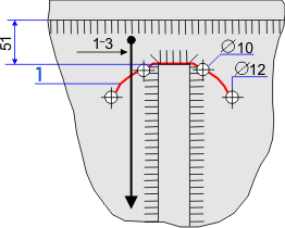 The scheme of the deposited metal inspection in the crack formation area