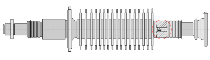 The example of the turbine rotor flushing hole using the Type 16 scanning device connected to the TSC-type instrument