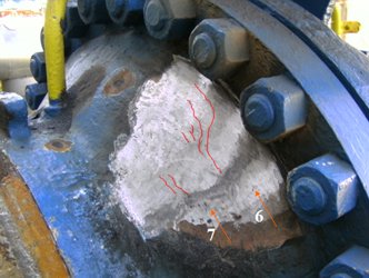 Surface cracks detected after metal dressing in the SCZ
